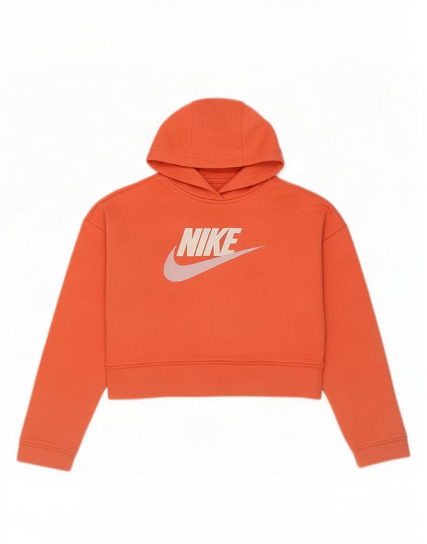 Suéter Nike feminino Crop Graphic com capuz 10-11 anos médio laranja algodão
