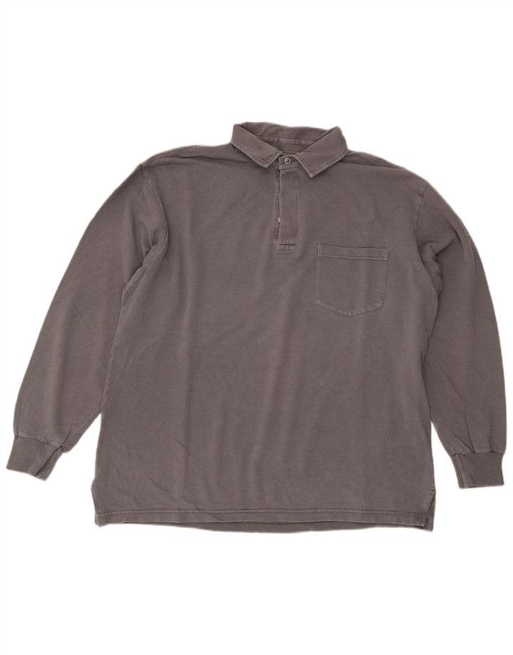 Camisa polo masculina Murphy & Nye Sailmakers de manga comprida e ajuste solto cinza médio
