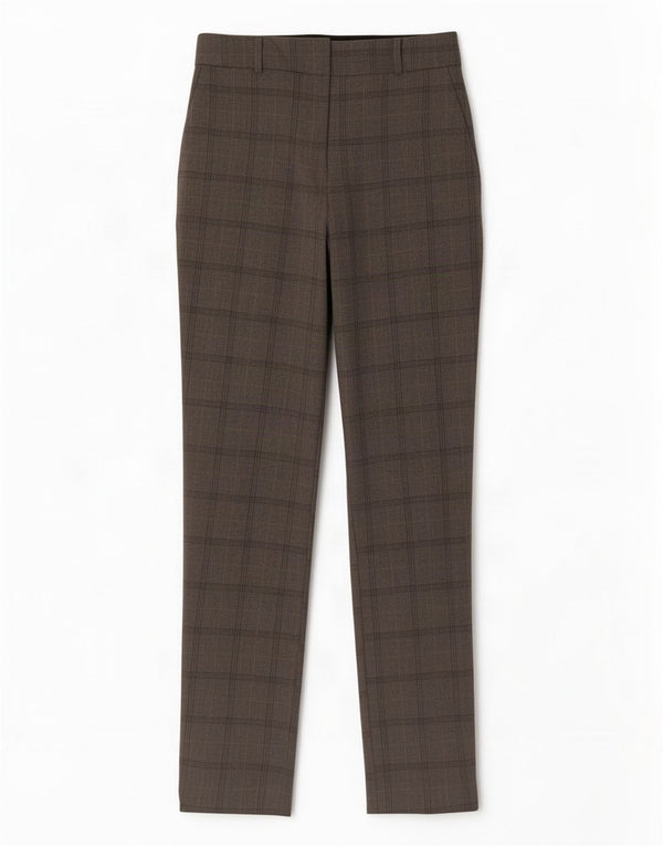Zara Calça feminina de cintura alta cônica XS W24 L26 cinza xadrez