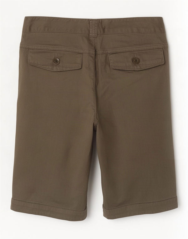 Shorts casuais femininos Benetton IT 44 médio W30 algodão cáqui