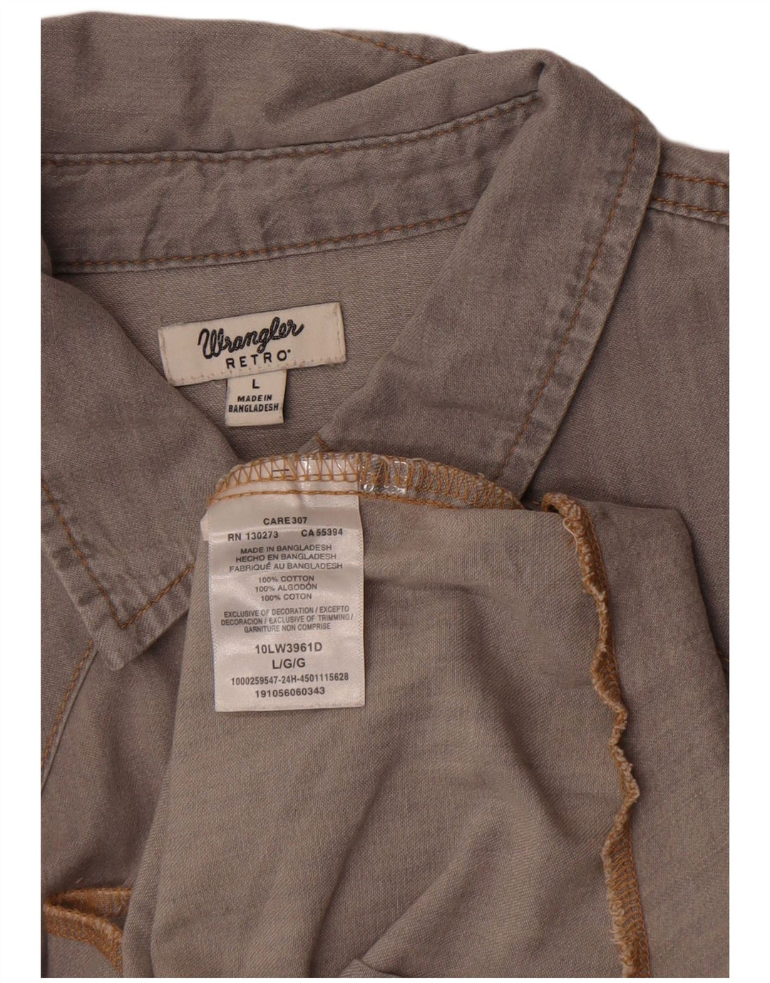 Wrangler Womens Western Shirt UK 16 Grande Algodão Cinza