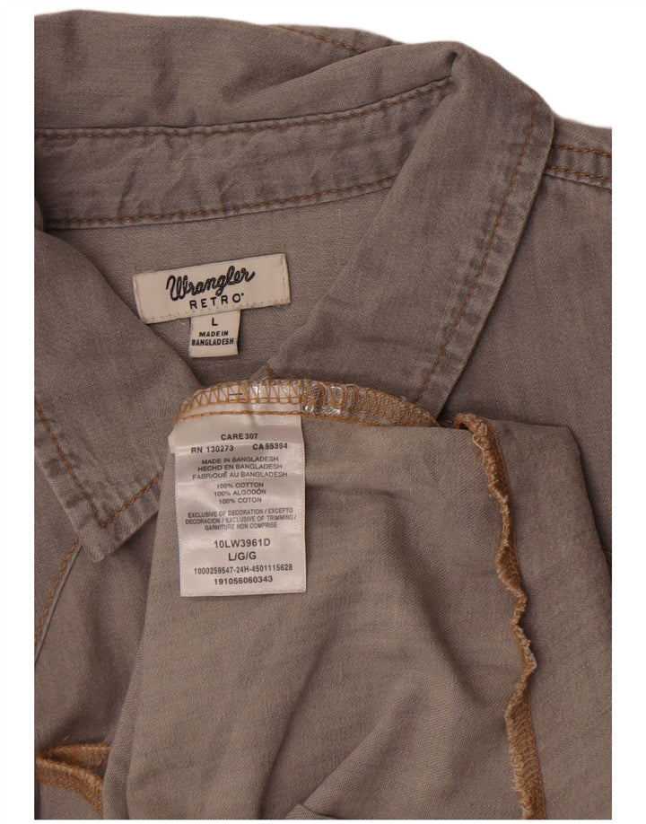 Wrangler Womens Western Shirt UK 16 Grande Algodão Cinza