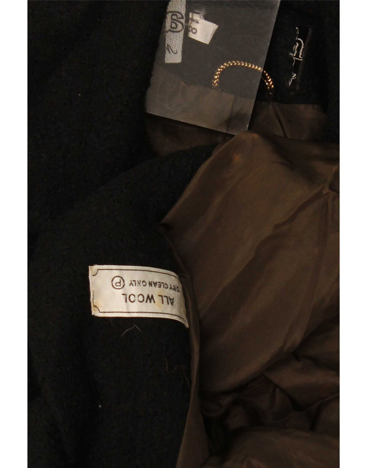 Casaco feminino vintage duplo breasted UK 18 XL lã preta