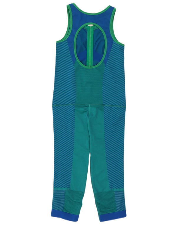 Macacão feminino sem mangas Adidas UK 8 pequeno verde colorblock nylon