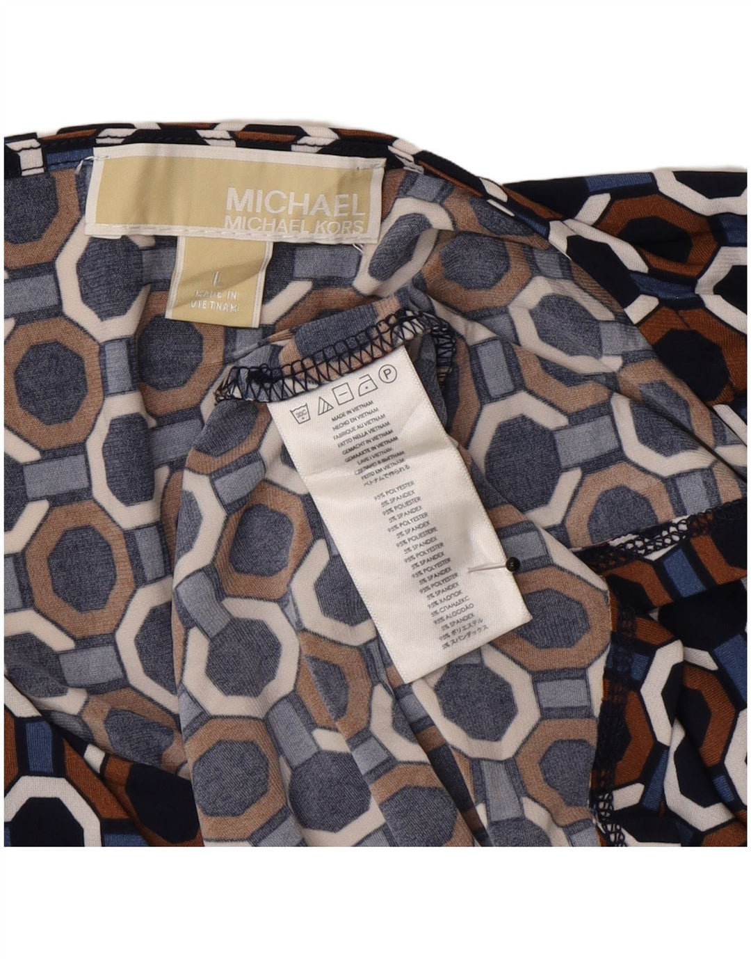 Blusa feminina Michael Kors UK 14 grande geométrica multicolorida