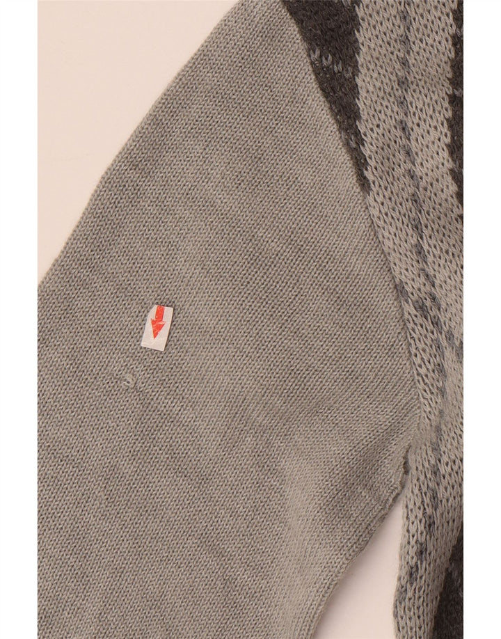 Suéter masculino vintage com gola polo IT 52 grande cinza argyle/lã diamante
