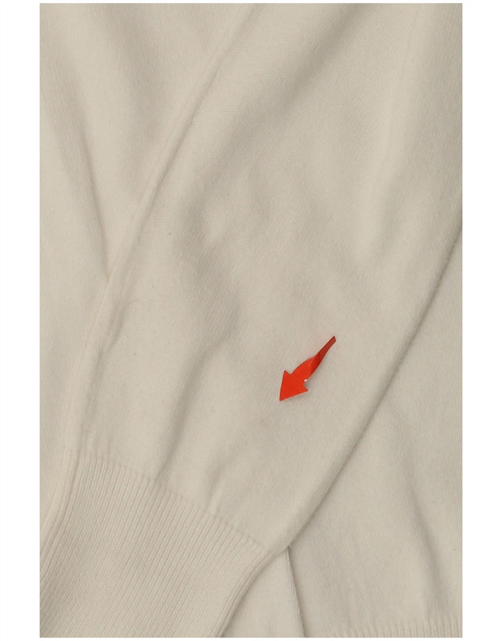 Suéter feminino ZARA com decote em V Reino Unido 14 grande branco