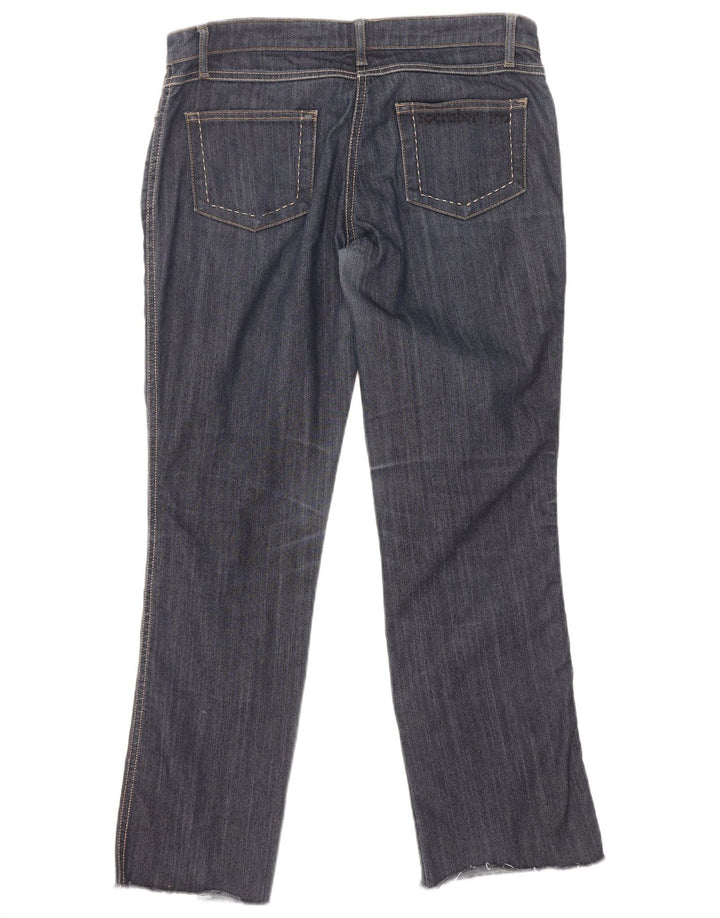 Calça jeans reta feminina Roccobarocco W32 L29 algodão azul marinho
