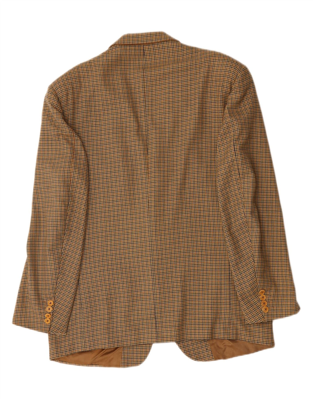 Jaqueta blazer masculina vintage com 2 botões IT 54 2XL marrom houndstooth lã virgem