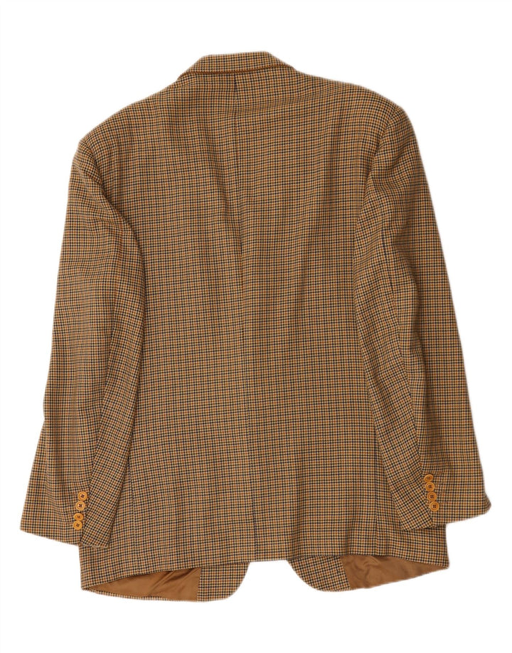 Jaqueta blazer masculina vintage com 2 botões IT 54 2XL marrom houndstooth lã virgem