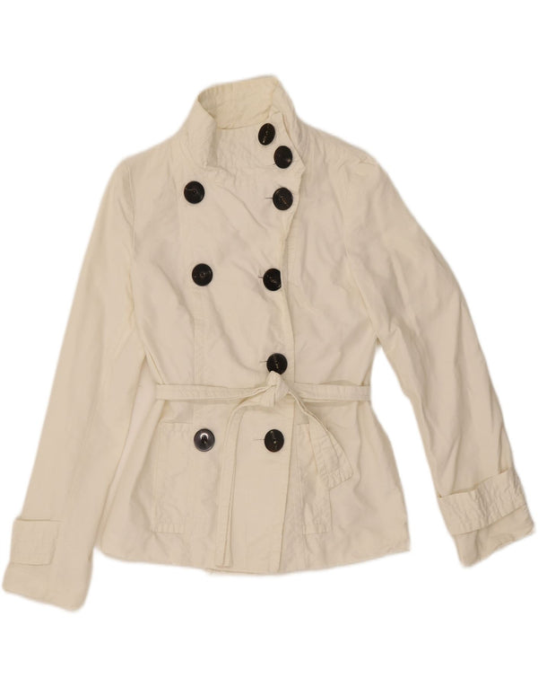 Zara Womens Short Trench Coat UK 10 Pequeno Algodão Branco