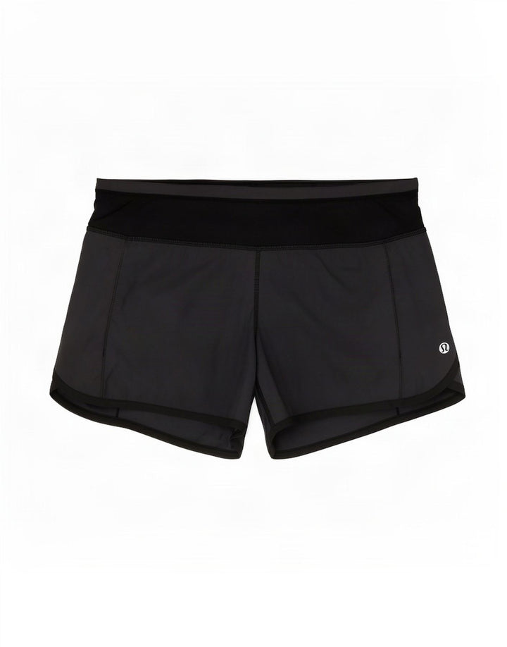 Shorts esportivos femininos Lululemon EUA 6 poliéster tie-dye cinza médio