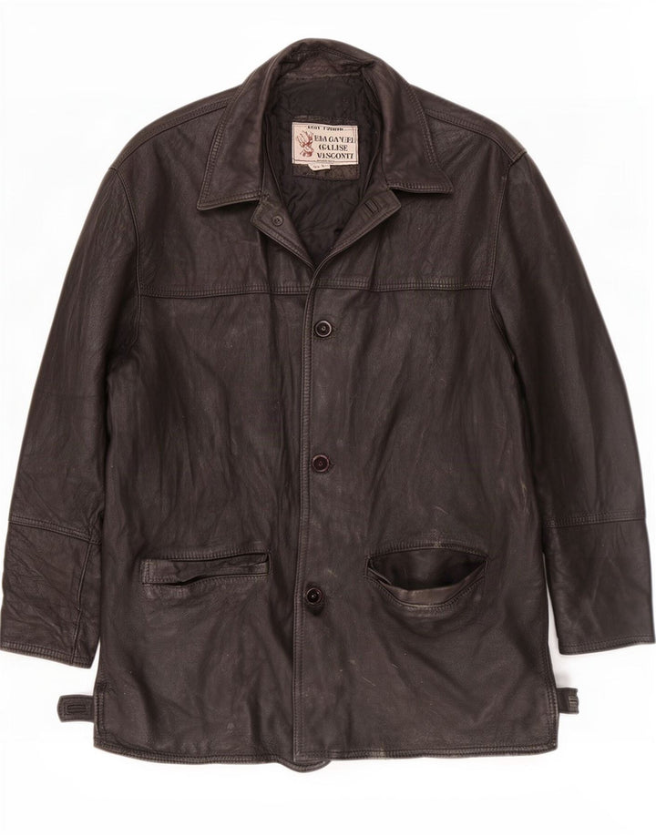 Jaqueta de couro masculina vintage UK 40 grande preta
