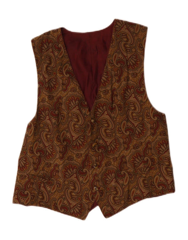 Colete Vintage Masculino Médio Marrom Paisley