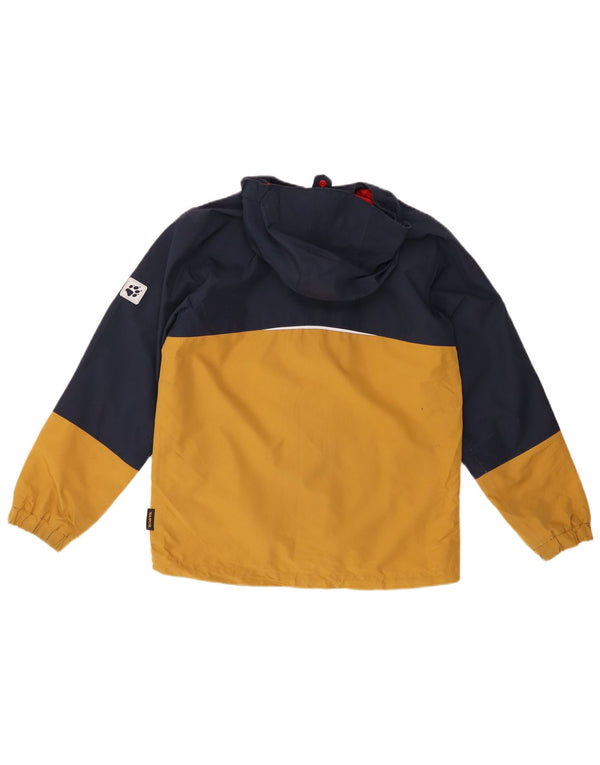 JACK WOLFSKIN Jaqueta de chuva com capuz para meninos 12-13 anos Azul marinho Colorblock