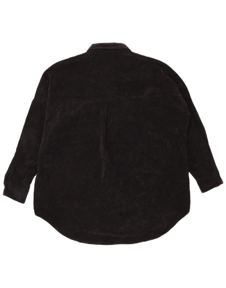 Camisa feminina de veludo cotelê Zara UK 6 XS preto poliéster