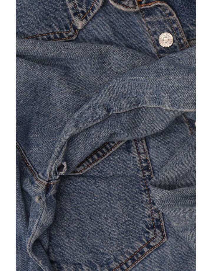 Camisa jeans feminina Zara Reino Unido 14 algodão azul médio