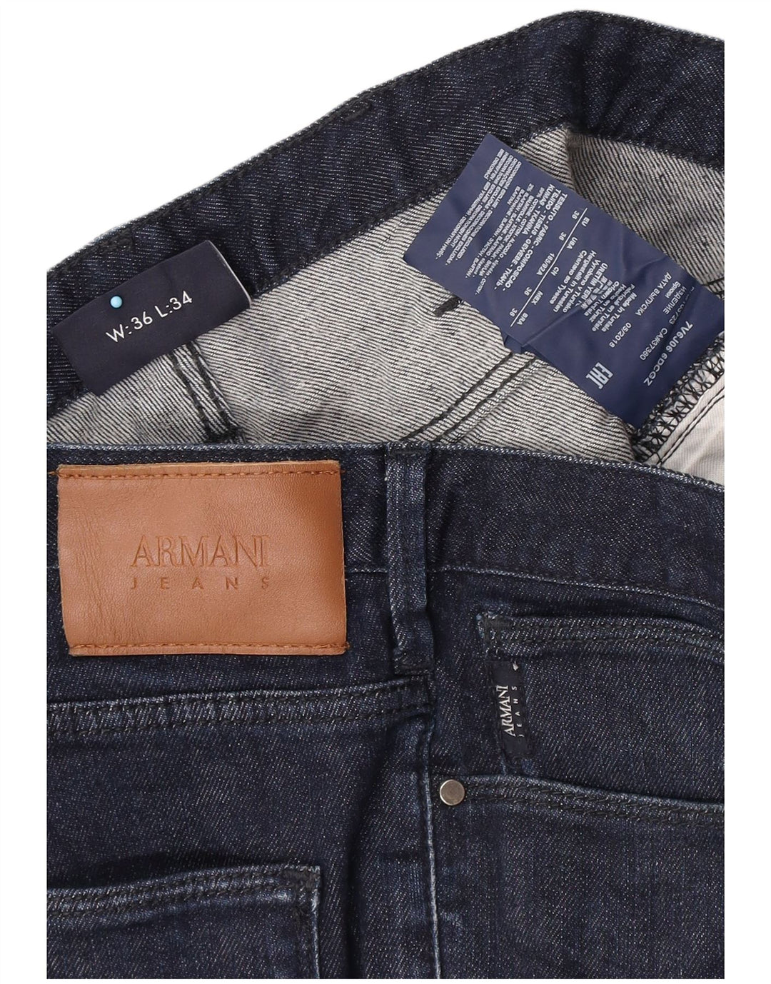 Armani Mens Slim Jeans W36 L34 Azul Marinho Algodão