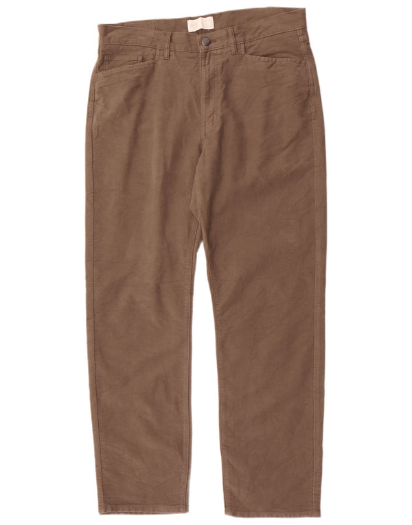 Calça masculina reta casual Marks & Spencer W34 L31 algodão cinza