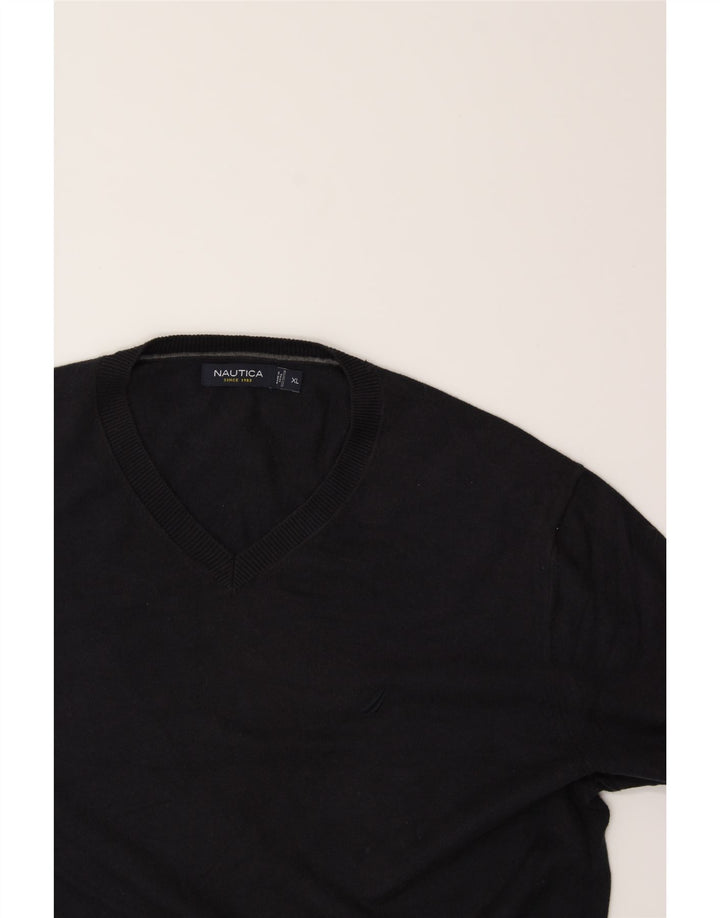 NAUTICA Mens V-Neck Jumper Sweater XL Navy Blue Cotton Vintage Nautica and Second-Hand Nautica from Messina Hembry 