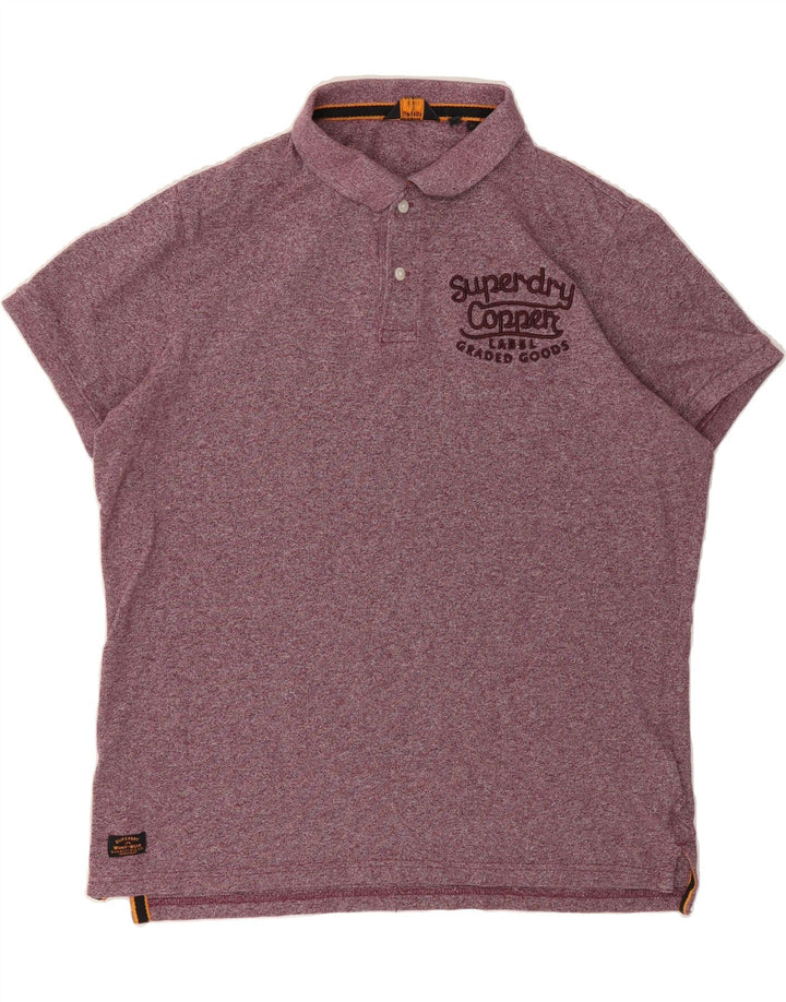 SUPERDRY Mens Graphic Polo Shirt XL Burgundy Cotton Vintage Superdry and Second-Hand Superdry from Messina Hembry 