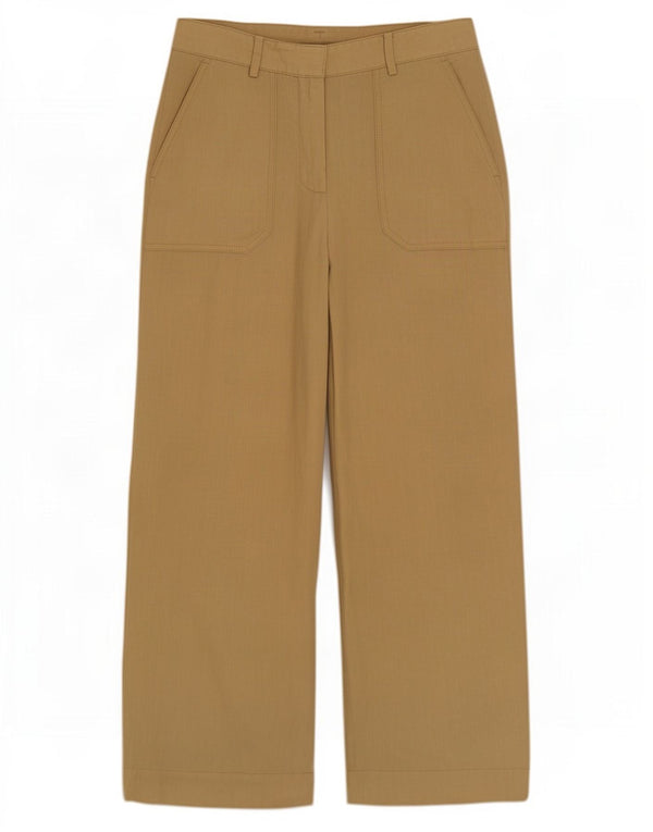 Calça feminina Massimo Dutti cintura alta com pernas largas UE 38 pequena W28 L25 bege