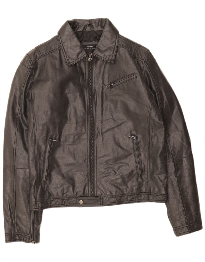 Jaqueta de couro masculina Conbipel IT 52 grande couro preto