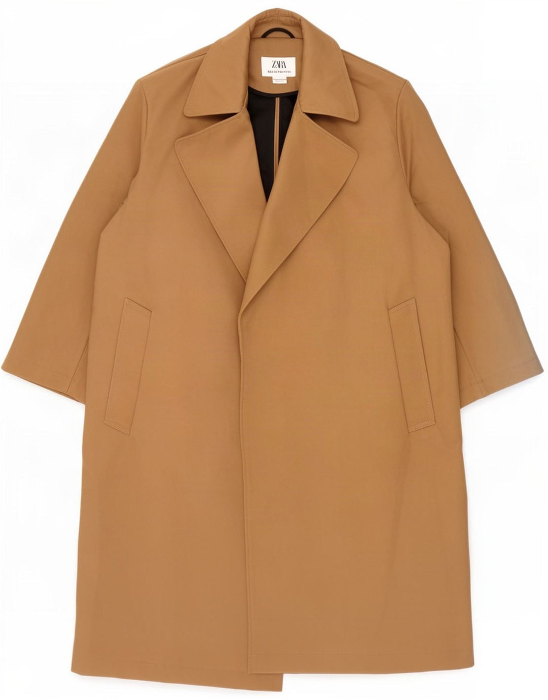 Sobretudo masculino Zara UK 38 poliéster bege médio