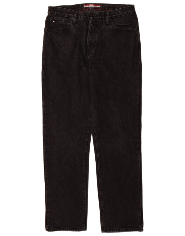 Jeans retos masculinos Tommy Hilfiger W32 L32 algodão preto