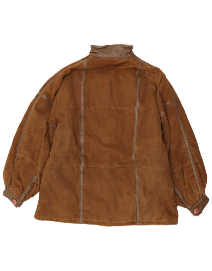 Jaqueta feminina vintage de camurça grande IT 42 marrom médio