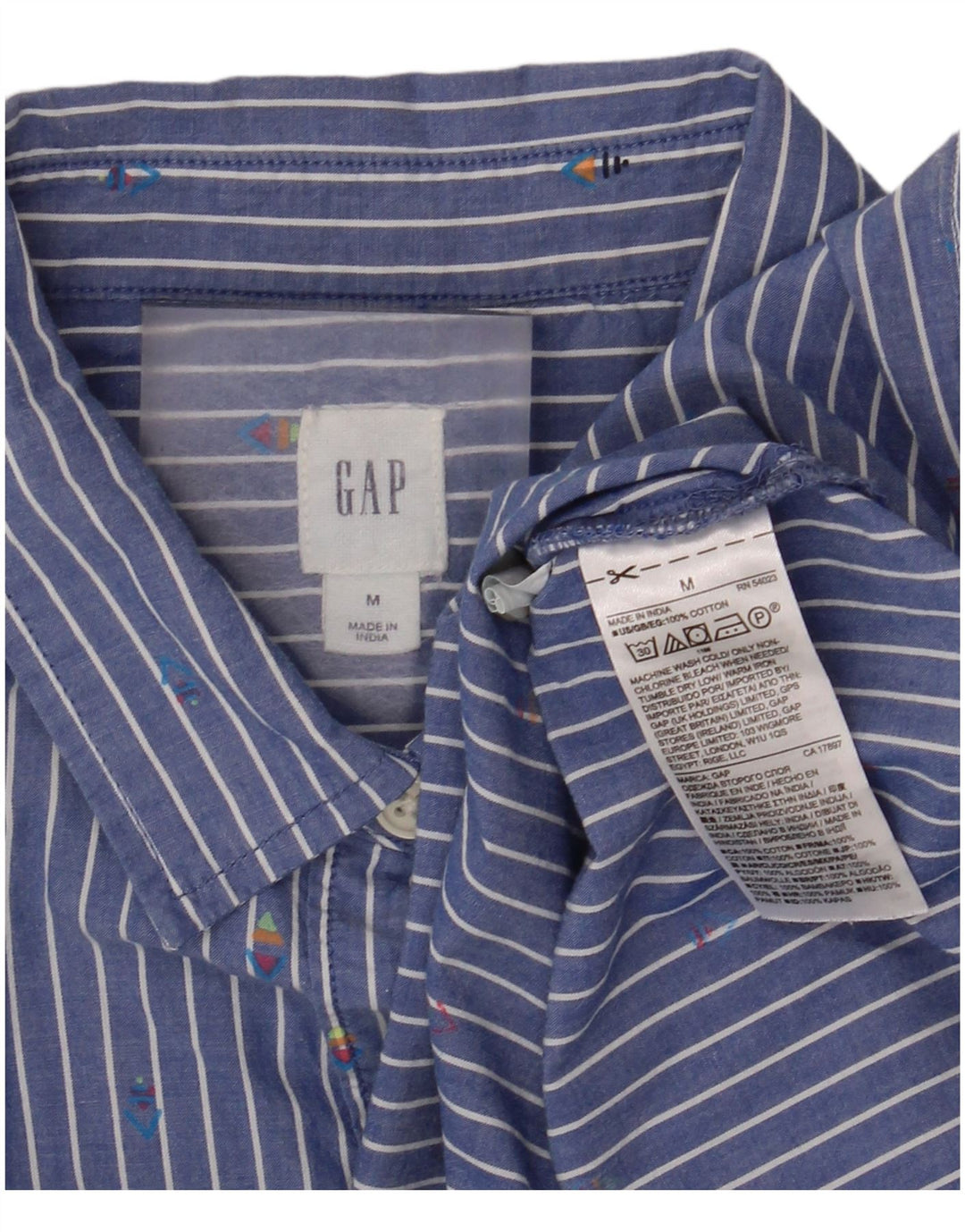 Vestido camisa feminino GAP Reino Unido 14 algodão listrado azul médio