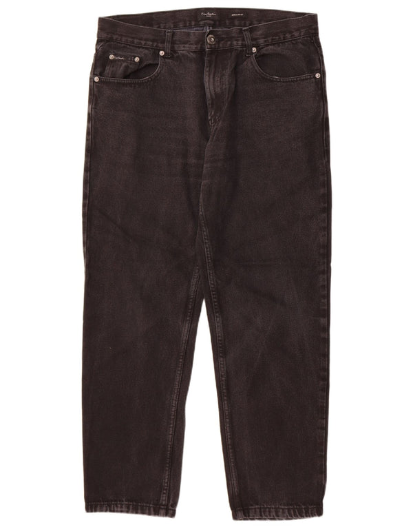 Pierre Cardin Mens Regular Fit Straight Jeans W36 L29 Algodão Preto