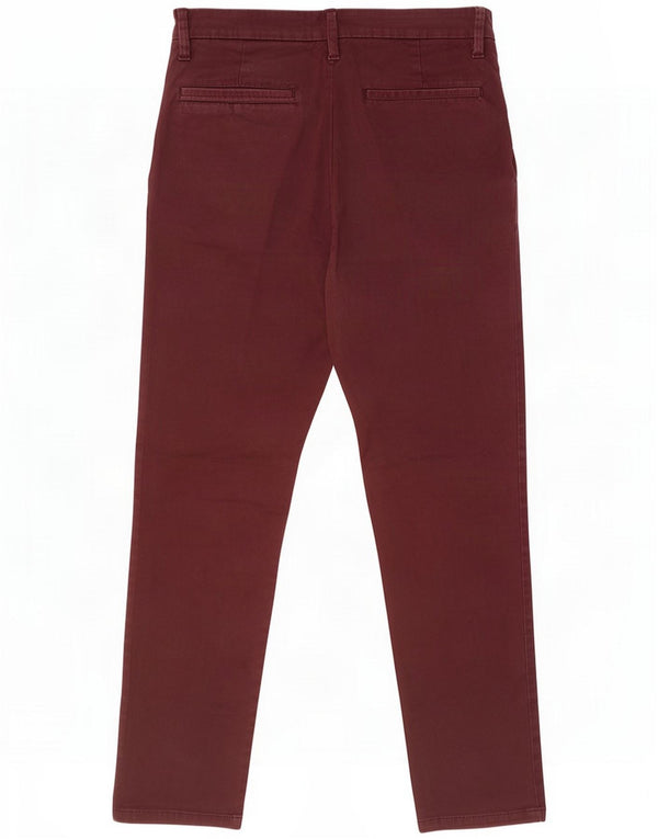 Calças Chino masculinas Slim Fit da Marks & Spencer W30 L29 Algodão Borgonha