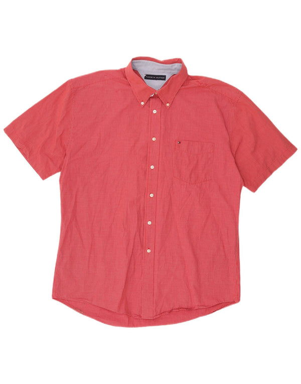 Camisa masculina de manga curta Tommy Hilfiger XL vermelho algodão guingão