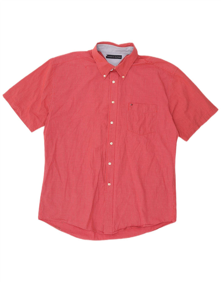Camisa masculina de manga curta Tommy Hilfiger XL vermelho algodão guingão