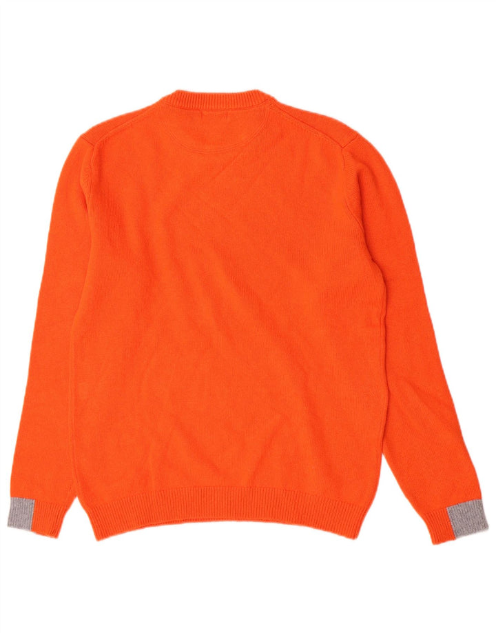 Suéter masculino Sun68 com gola redonda, lã merino laranja médio
