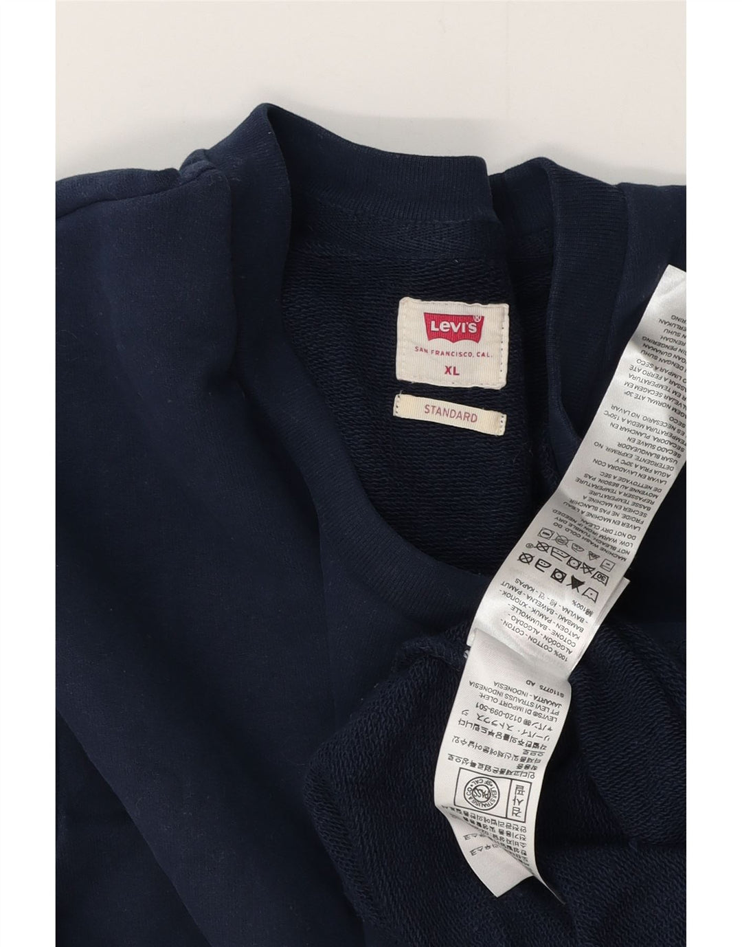 LEVI'S Masculino Standard Fit Moletom Jumper XL Azul Marinho Algodão