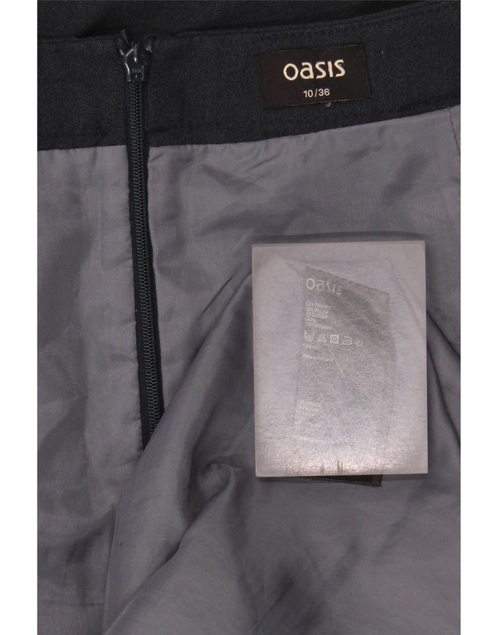 Saia lápis feminina Oasis UK 10 pequena W28 poliéster azul marinho