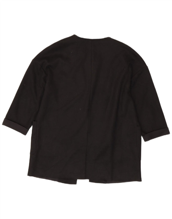 ZARA Jaqueta blazer feminina oversized manga 3/4 aberta Reino Unido 10 pequena preta