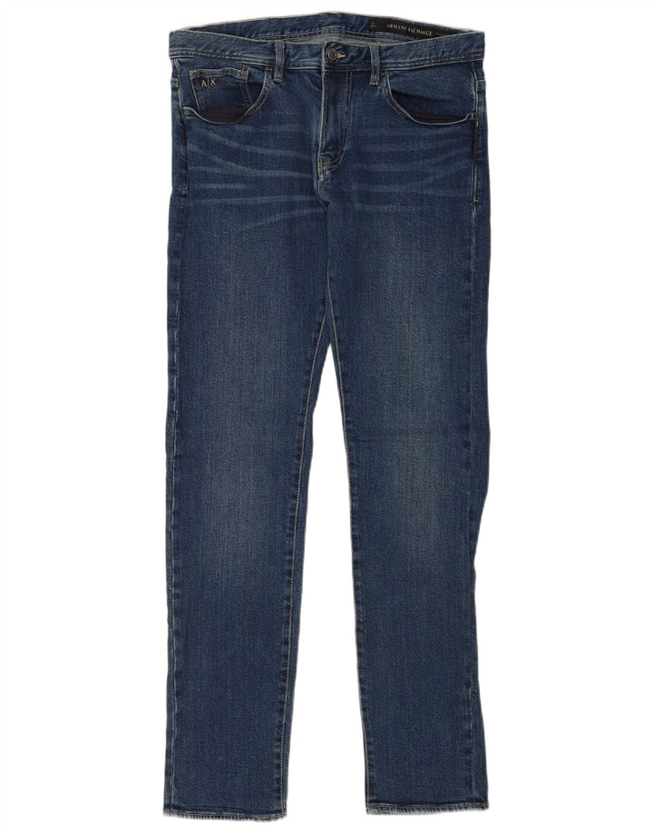 Calça jeans feminina Armani Exchange W32 L34 azul algodão