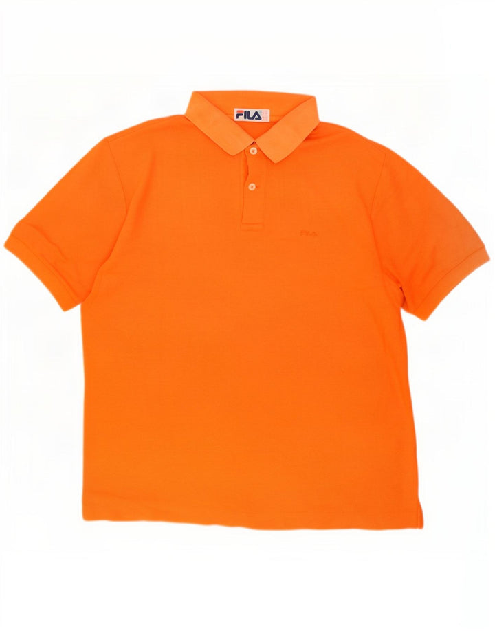 Camisa polo masculina Fila IT 46 pequena algodão laranja