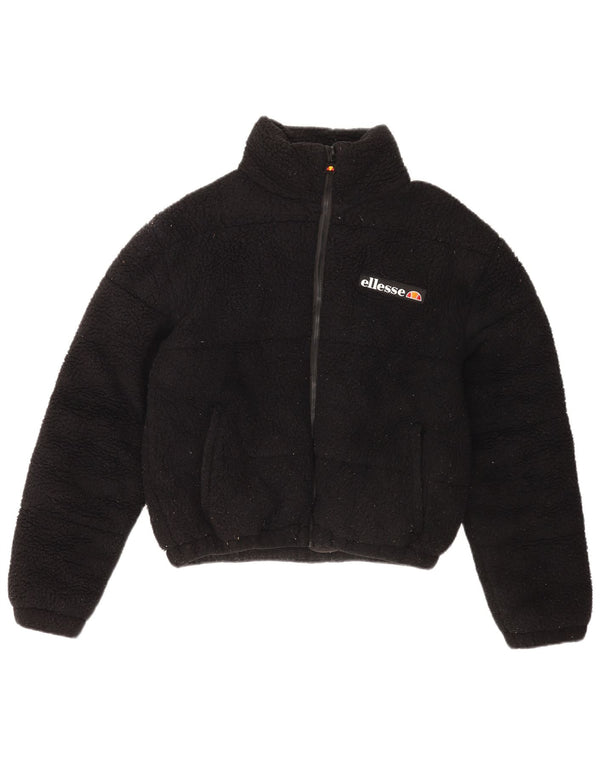 Jaqueta de lã superdimensionada feminina Ellesse UK 8 poliéster preto pequeno