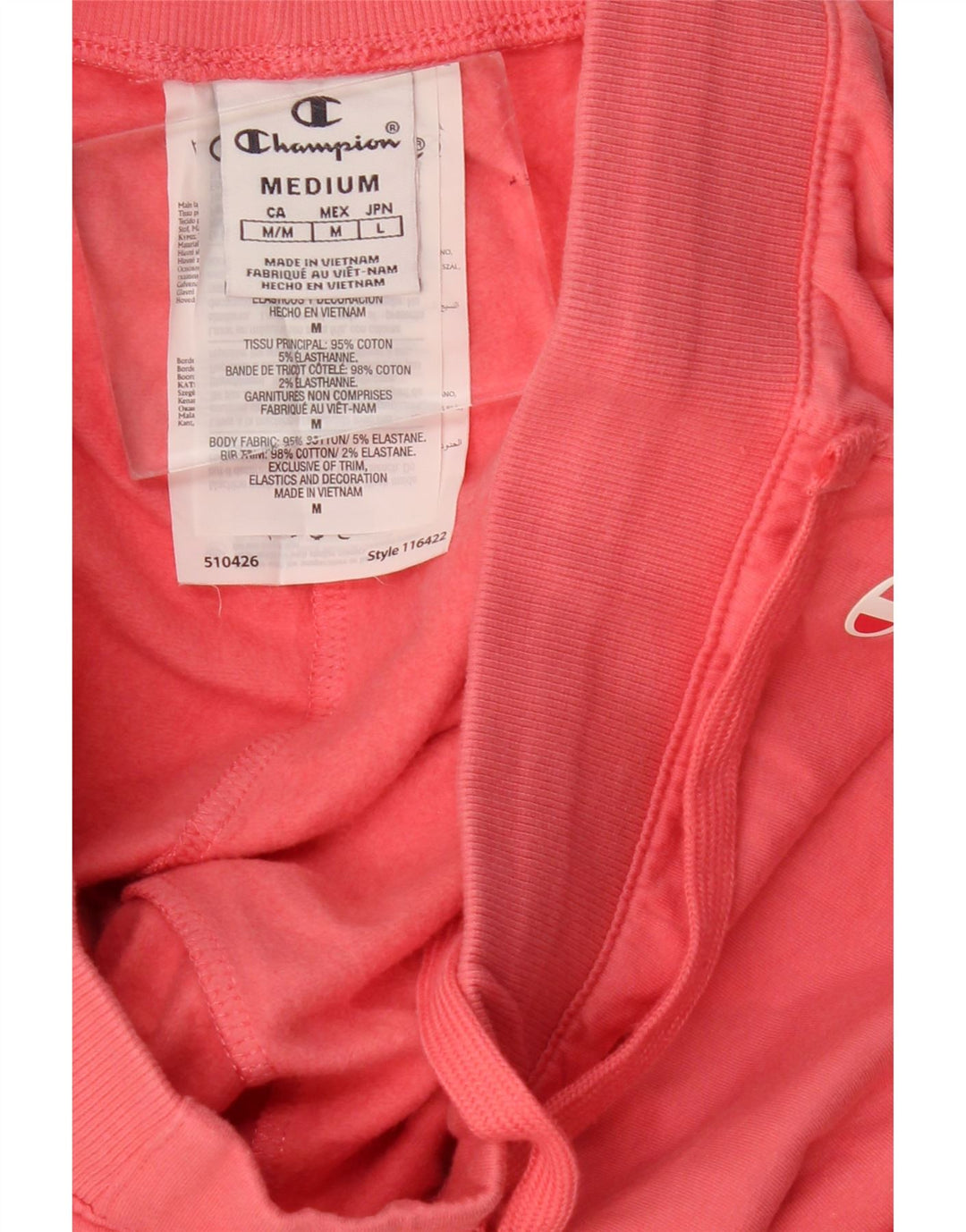 Calça de treino feminina Champion Joggers UK 12 algodão rosa médio