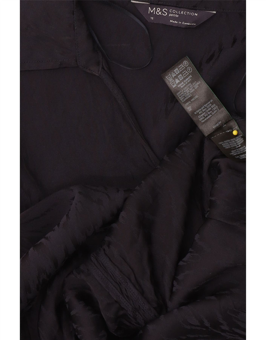Marks & Spencer Womens Pullover Shirt UK 12 Medium  Navy Blue Viscose