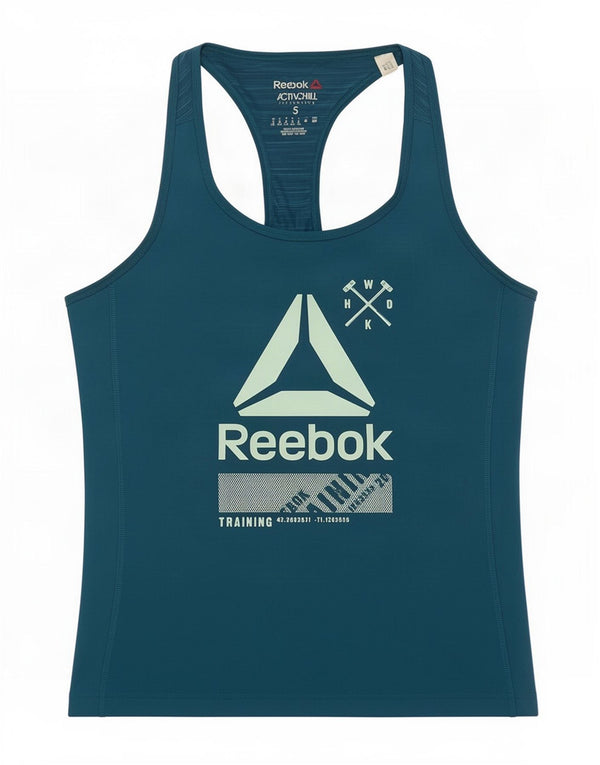 Reebok Womens Vest Top UK 8/10 Small Blue Flecked Polyester