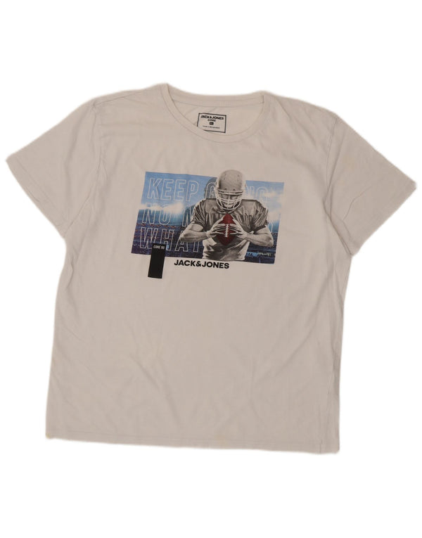 Camiseta gráfica masculina Jack & Jones Top XL algodão branco
