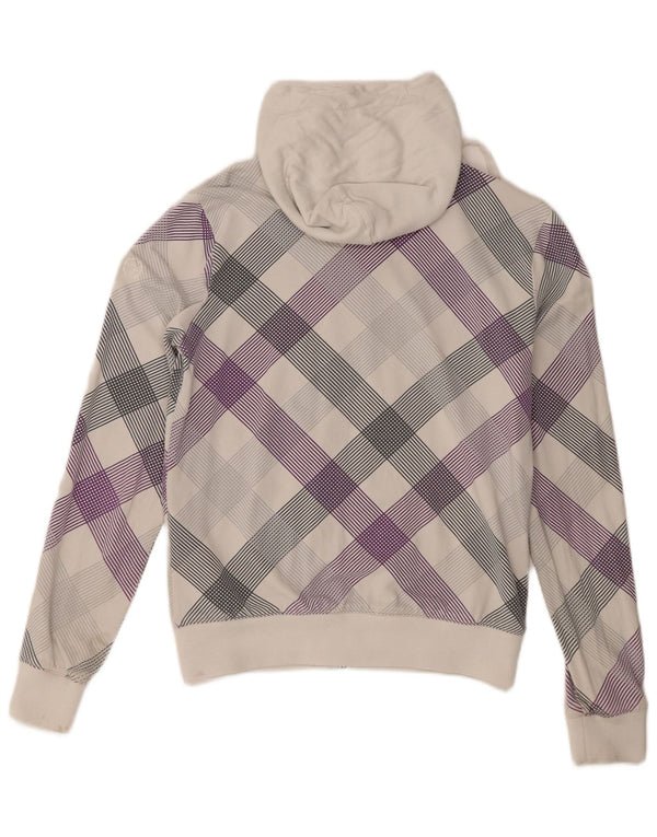 Sergio Tacchini moletom com capuz feminino UK 8 pequeno xadrez branco