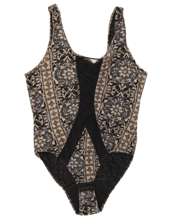 Body feminino vintage US 4 pequeno floral multicolorido
