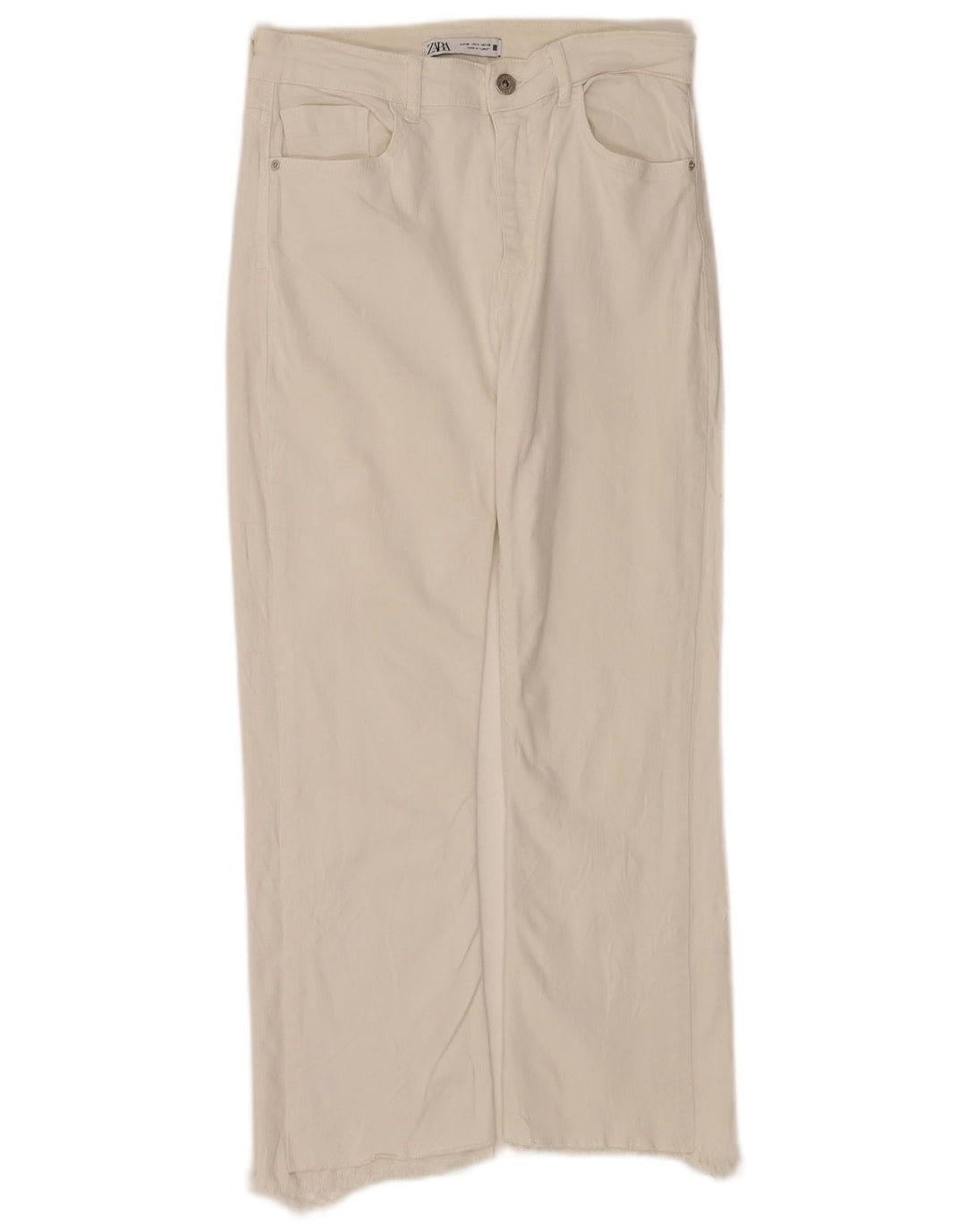 Zara Jeans feminino cortado reto desgastado UE 38 pequeno W28 L25 branco