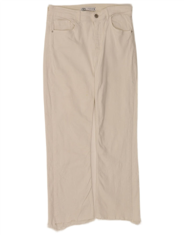 Zara Jeans feminino cortado reto desgastado UE 38 pequeno W28 L25 branco